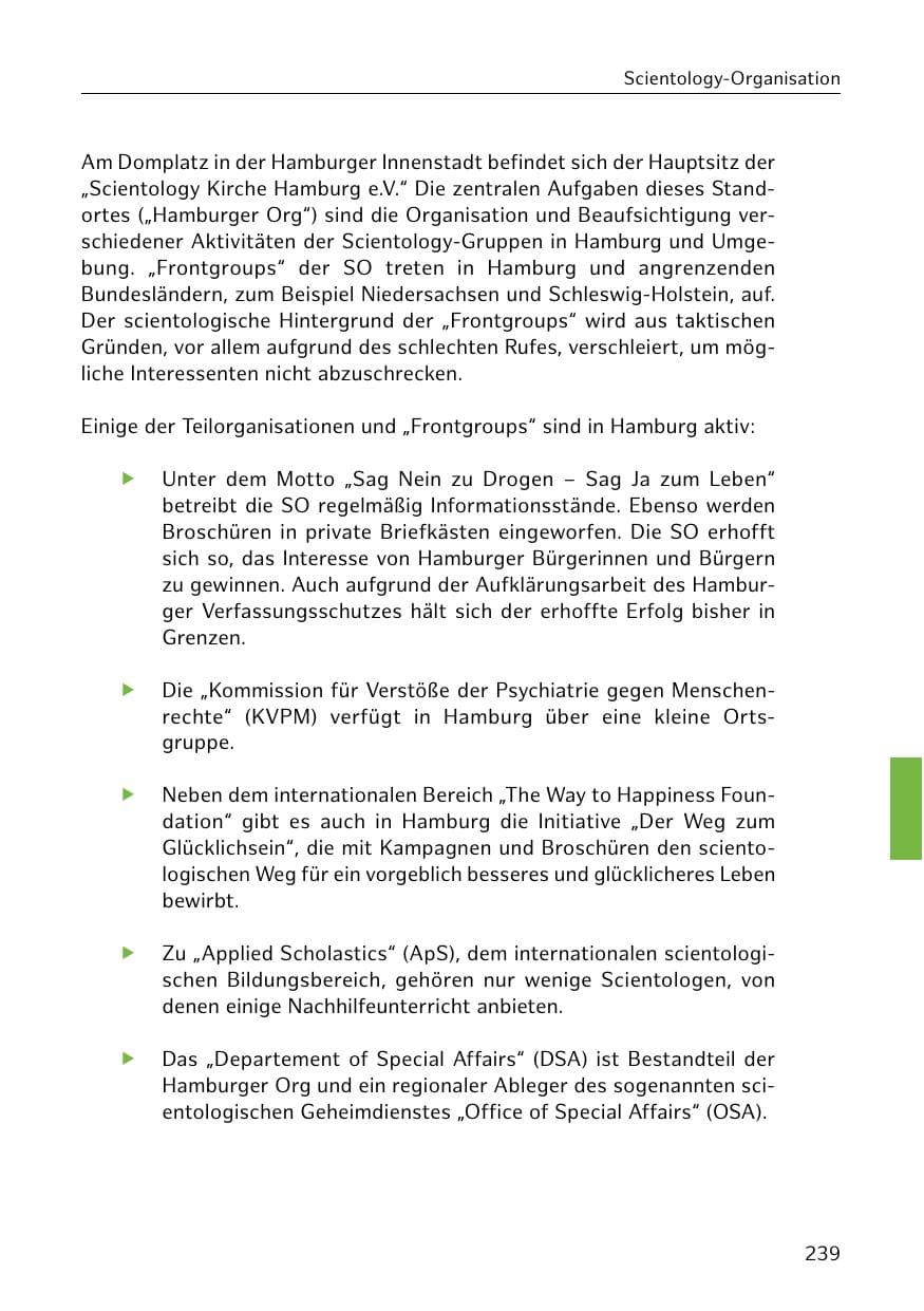 Seite 239 des Verfassungsschutzbericht 2020 Hamburg