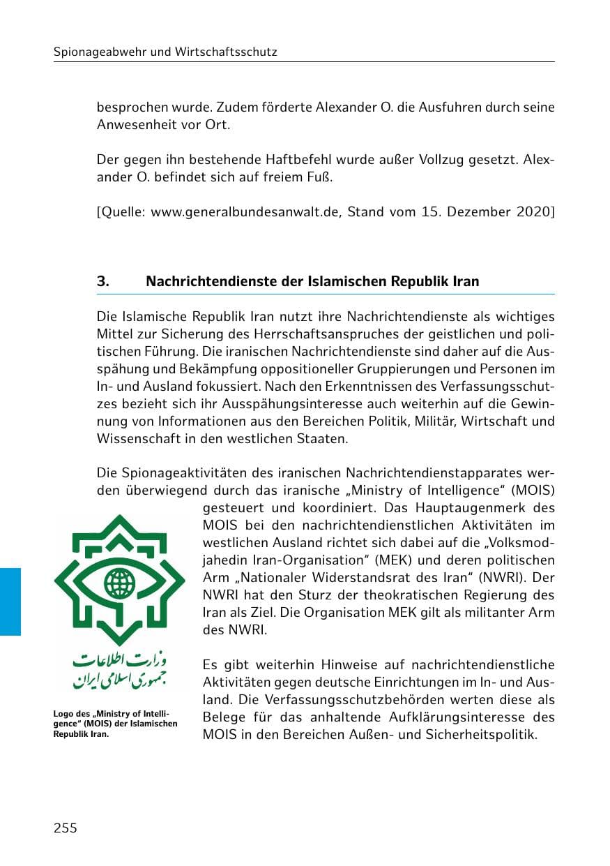Seite 255 des Verfassungsschutzbericht 2020 Hamburg