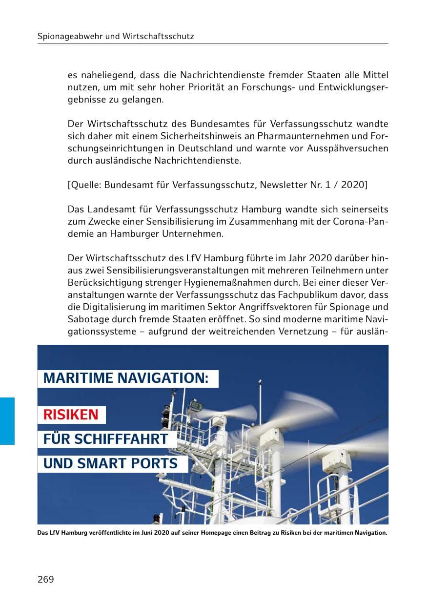Seite 269 des Verfassungsschutzbericht 2020 Hamburg