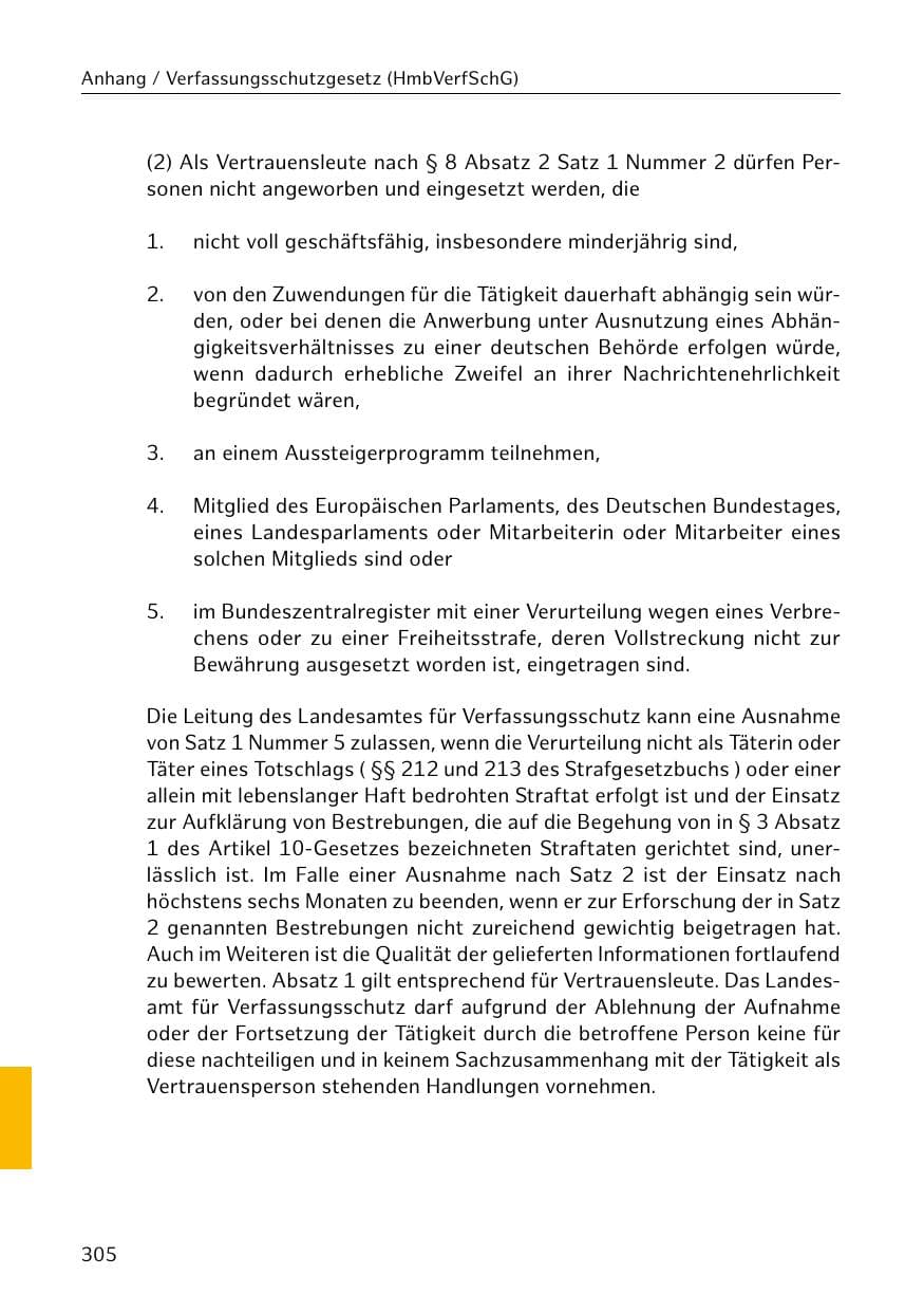 Seite 305 des Verfassungsschutzbericht 2020 Hamburg