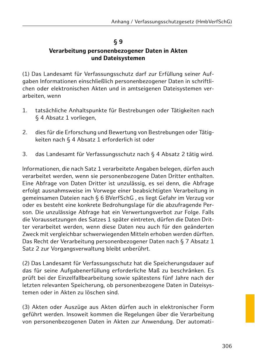 Seite 306 des Verfassungsschutzbericht 2020 Hamburg