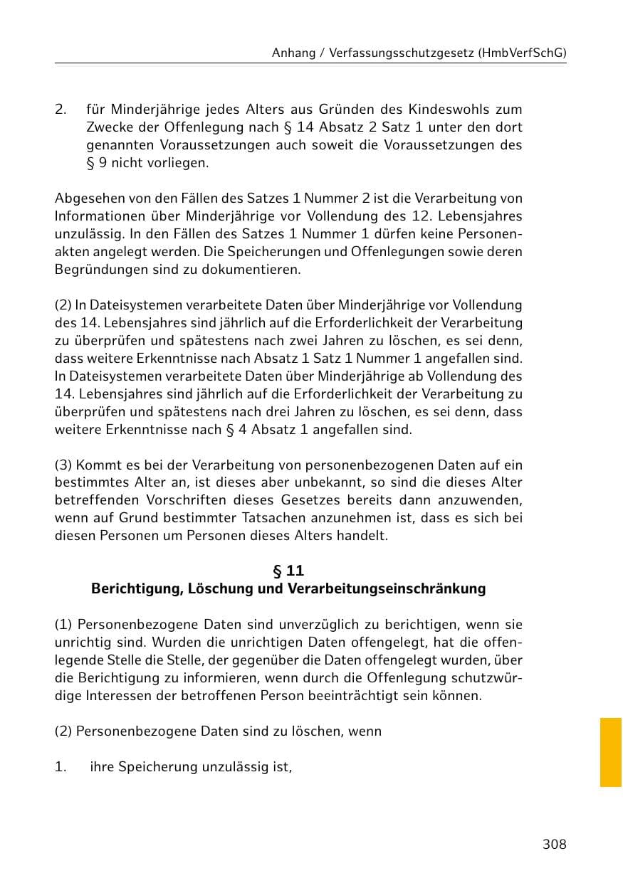 Seite 308 des Verfassungsschutzbericht 2020 Hamburg
