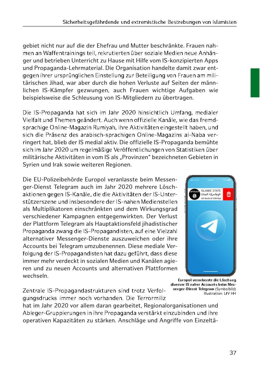 Seite 37 des Verfassungsschutzbericht 2020 Hamburg