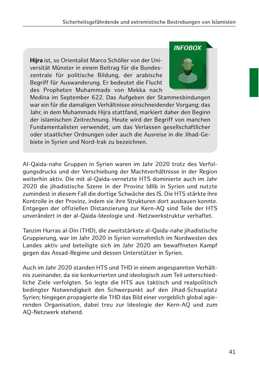 Seite 41 des Verfassungsschutzbericht 2020 Hamburg