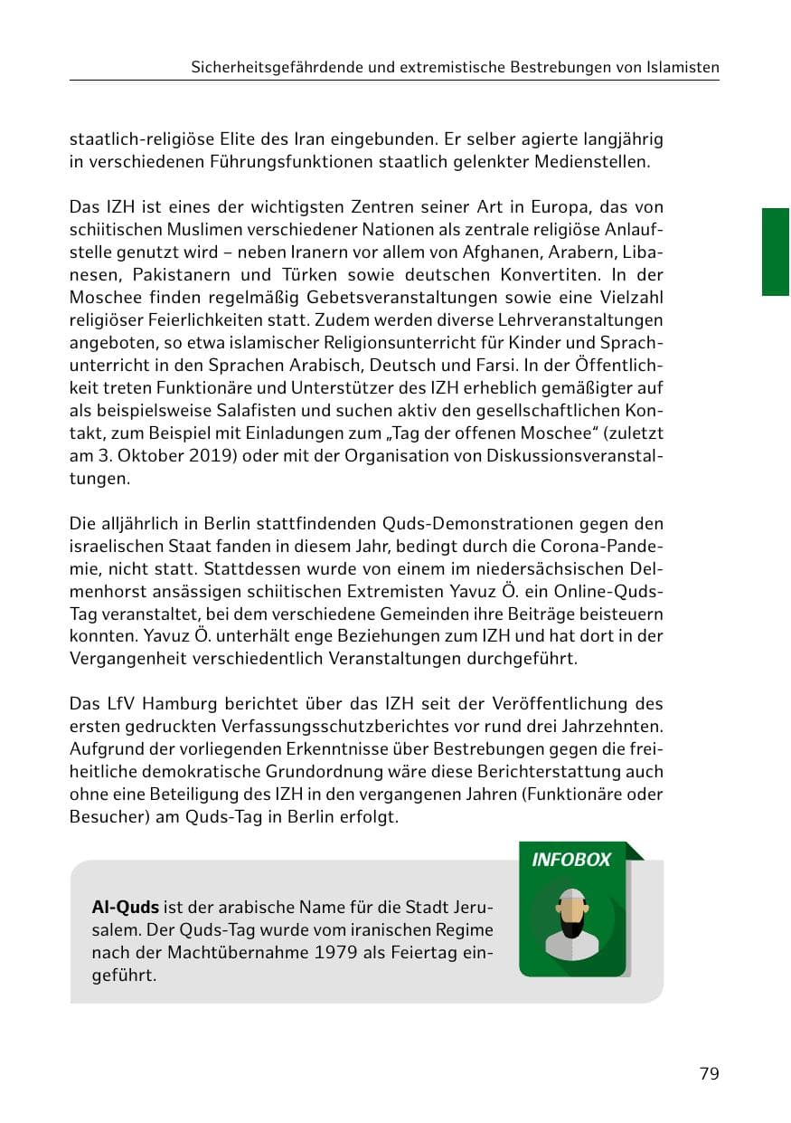 Seite 79 des Verfassungsschutzbericht 2020 Hamburg