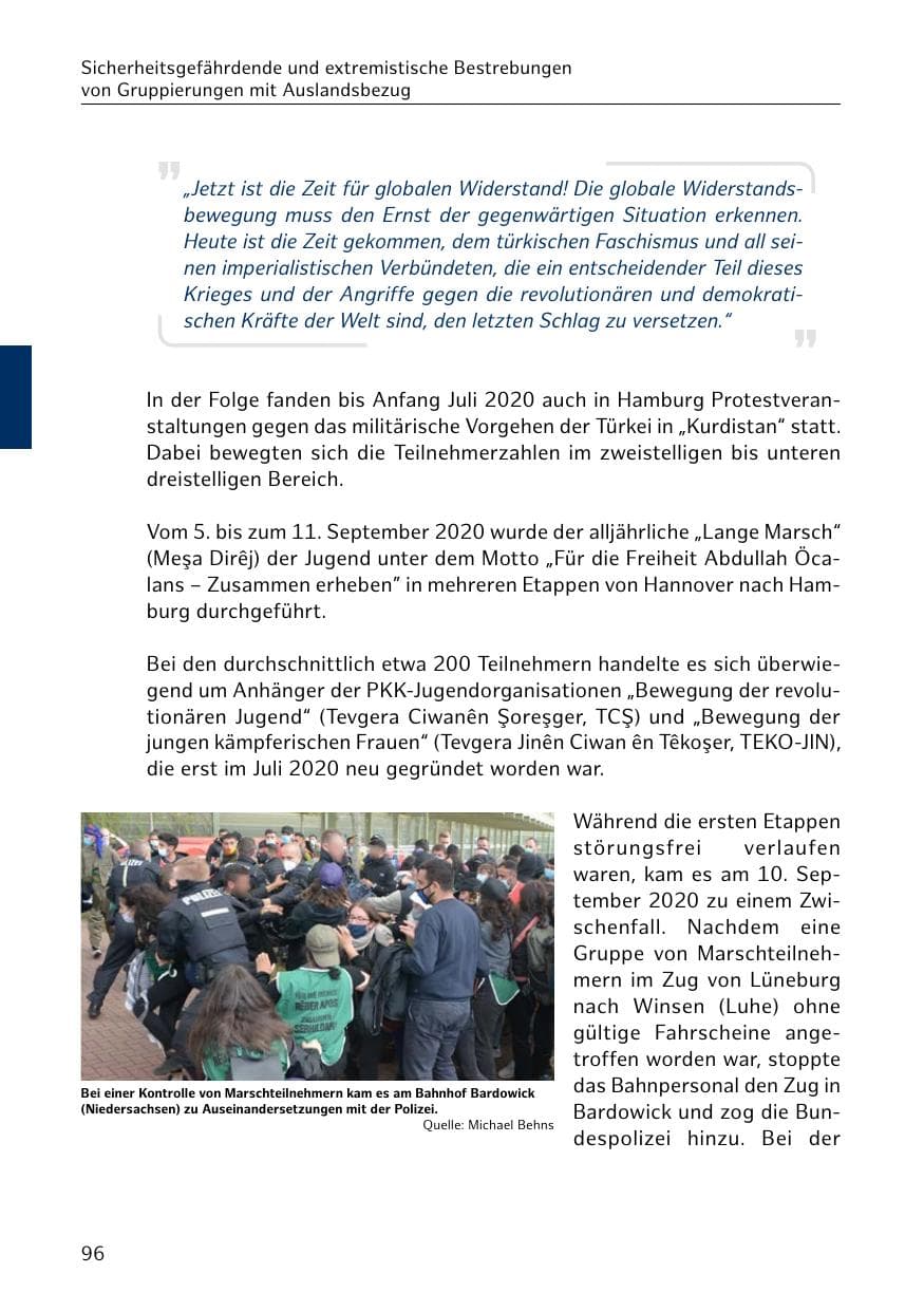 Seite 96 des Verfassungsschutzbericht 2020 Hamburg