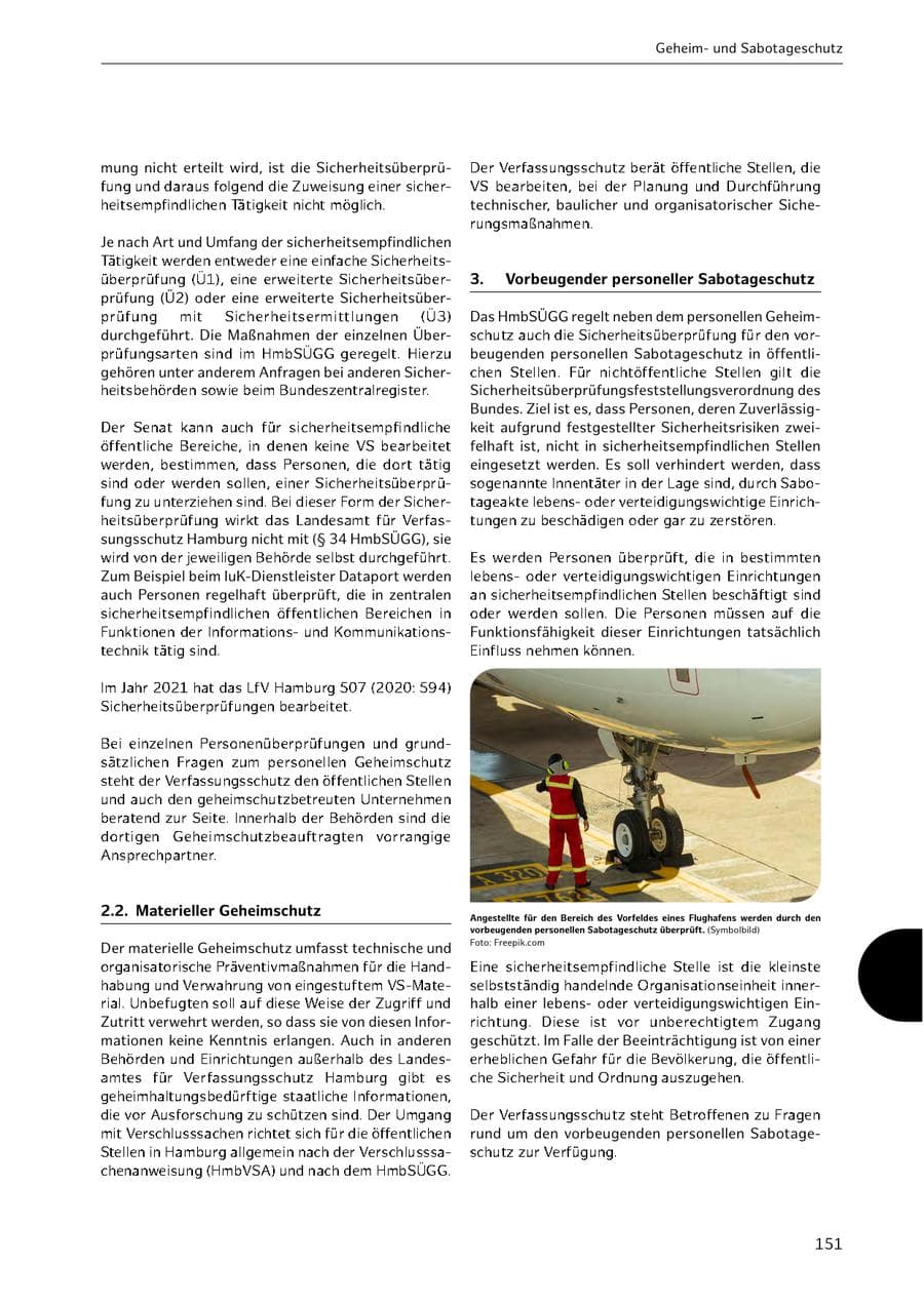 Seite 151 des Verfassungsschutzbericht 2021 Hamburg