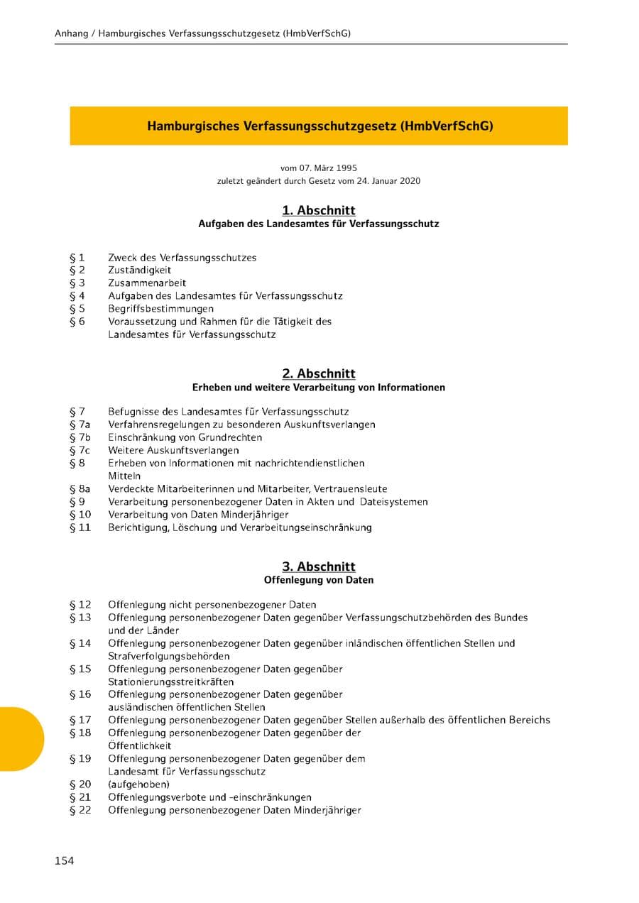 Seite 154 des Verfassungsschutzbericht 2021 Hamburg