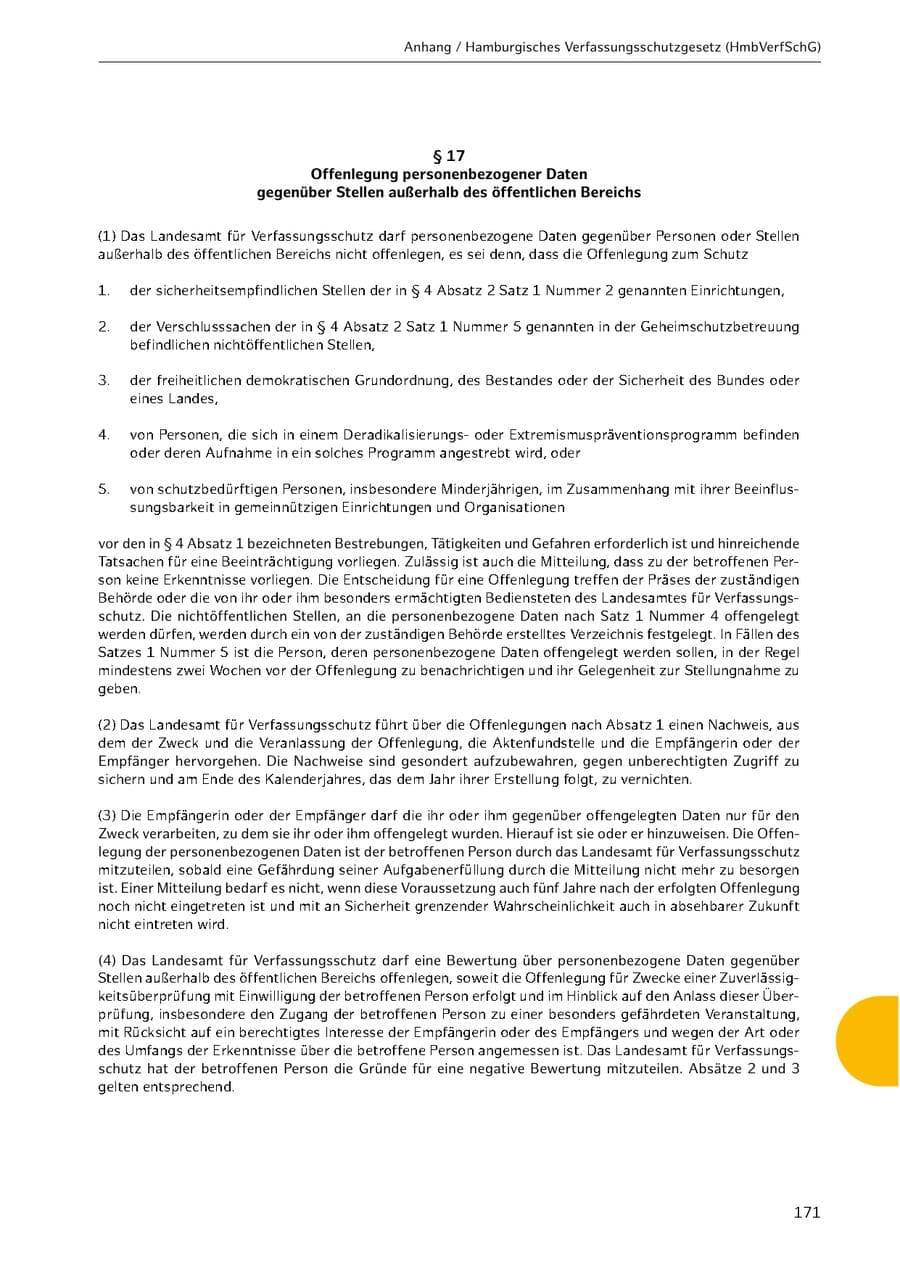 Seite 171 des Verfassungsschutzbericht 2021 Hamburg