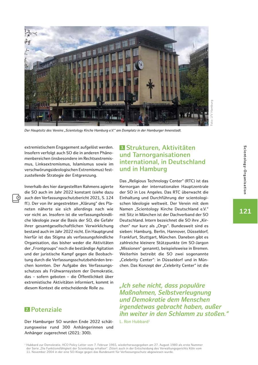 Seite 121 des Verfassungsschutzbericht 2022 Hamburg