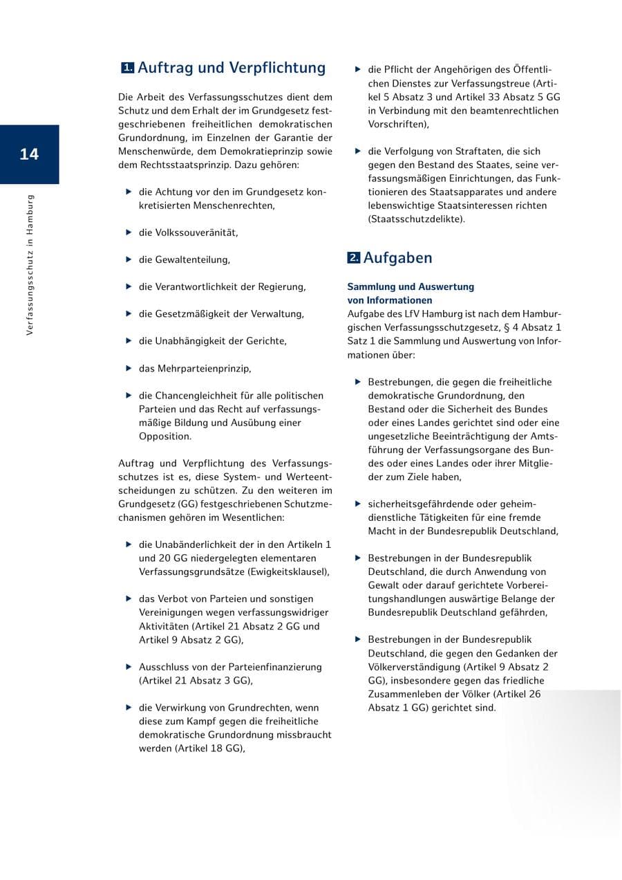 Seite 14 des Verfassungsschutzbericht 2022 Hamburg