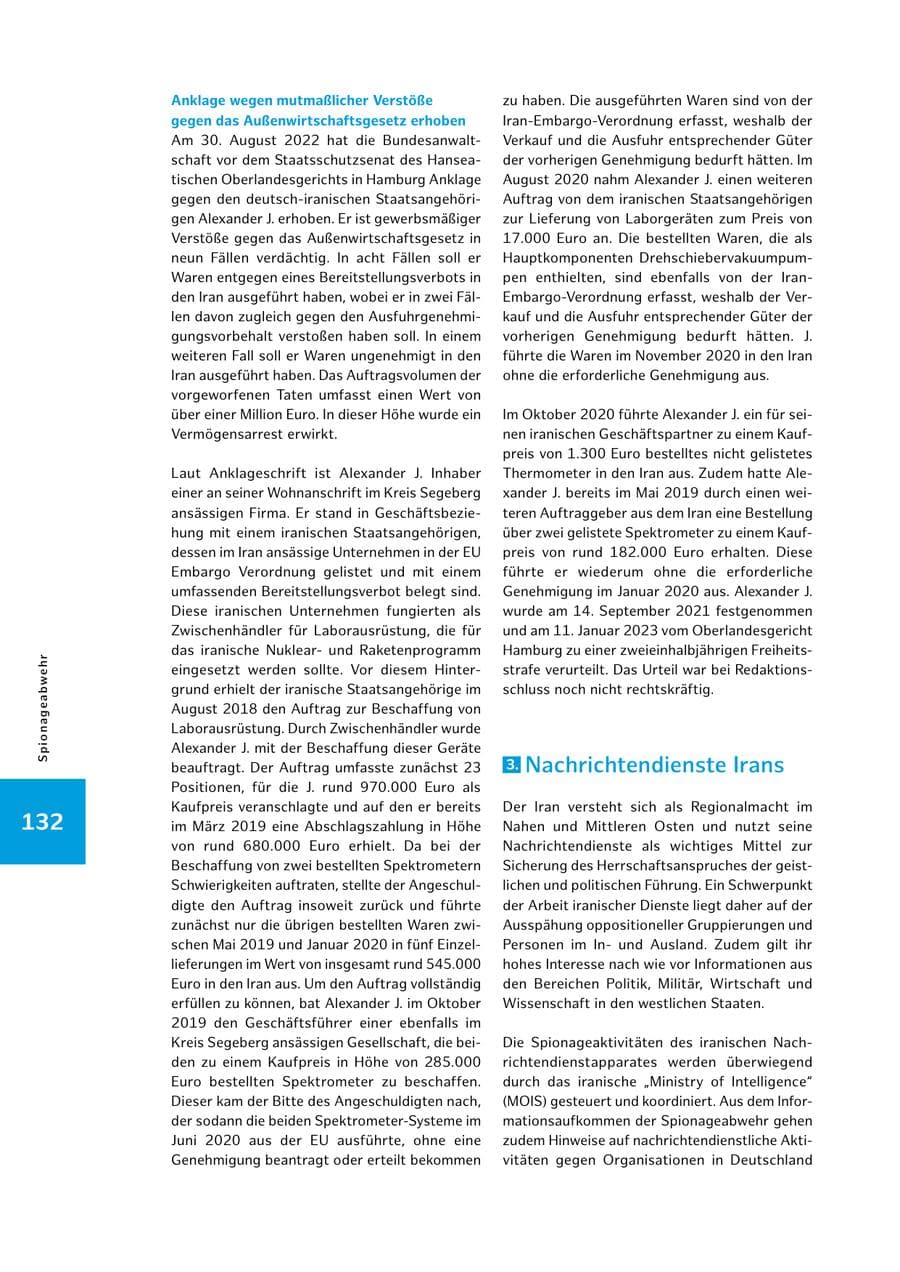 Seite 132 des Verfassungsschutzbericht 2022 Hamburg