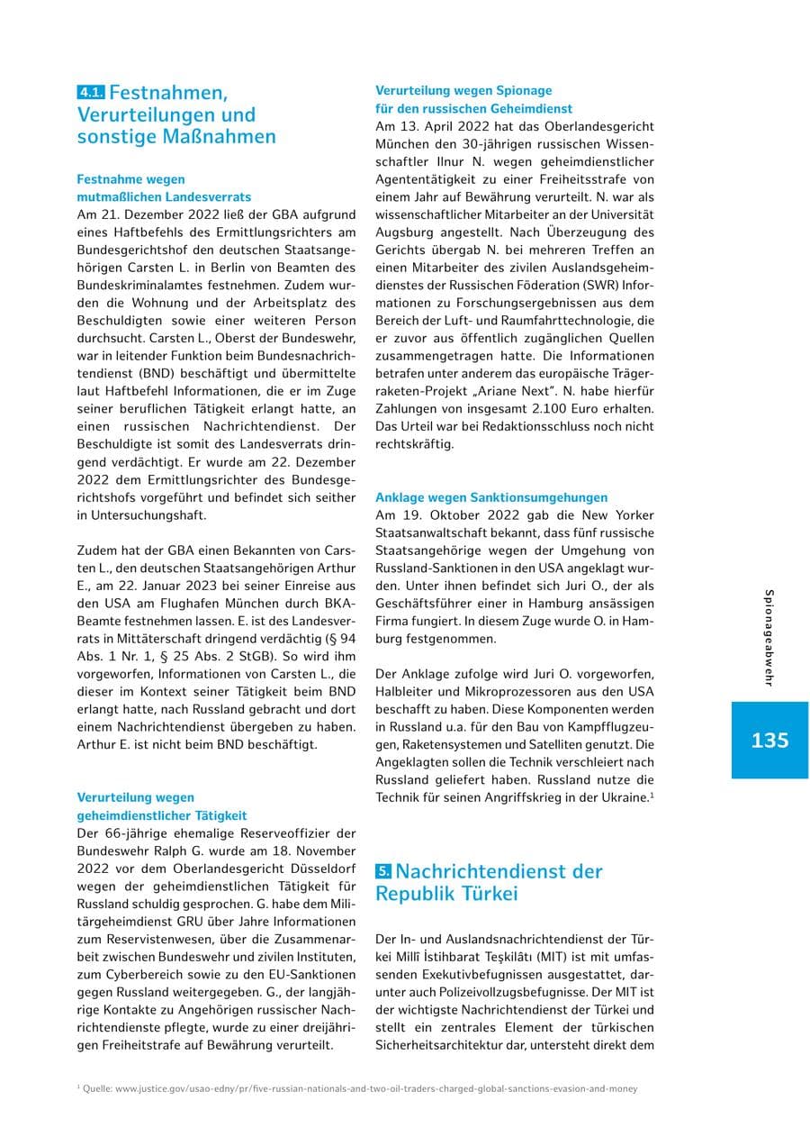 Seite 135 des Verfassungsschutzbericht 2022 Hamburg