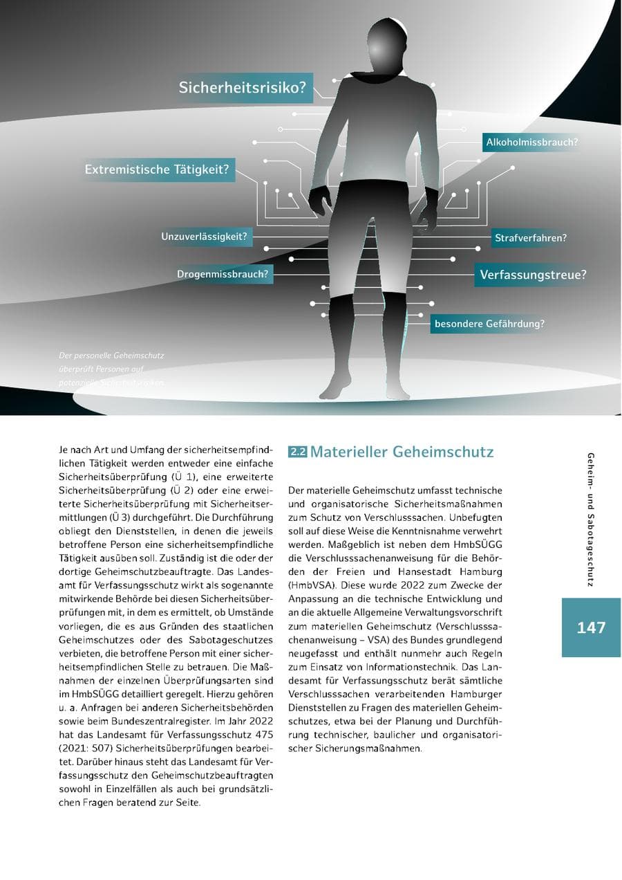 Seite 147 des Verfassungsschutzbericht 2022 Hamburg