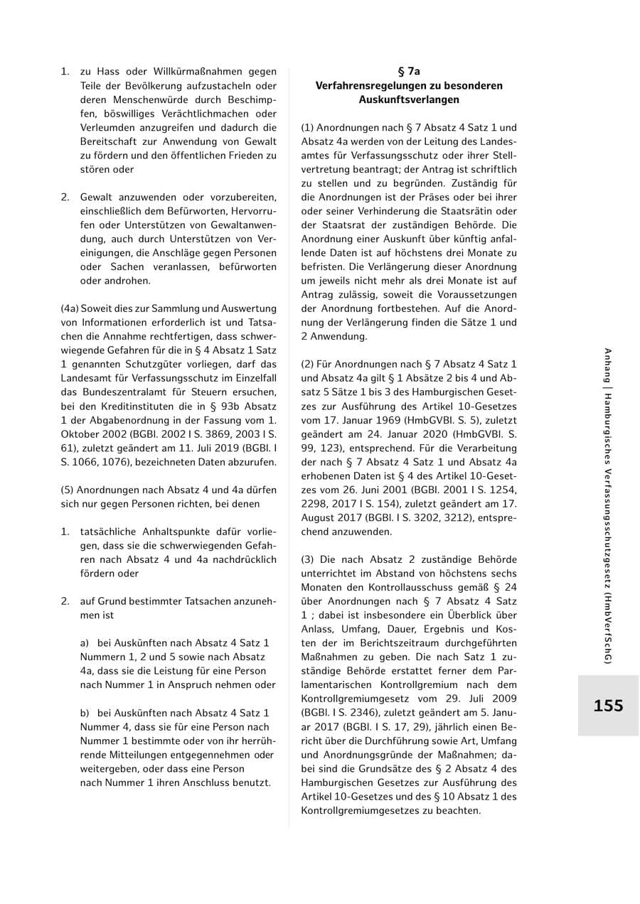 Seite 155 des Verfassungsschutzbericht 2022 Hamburg