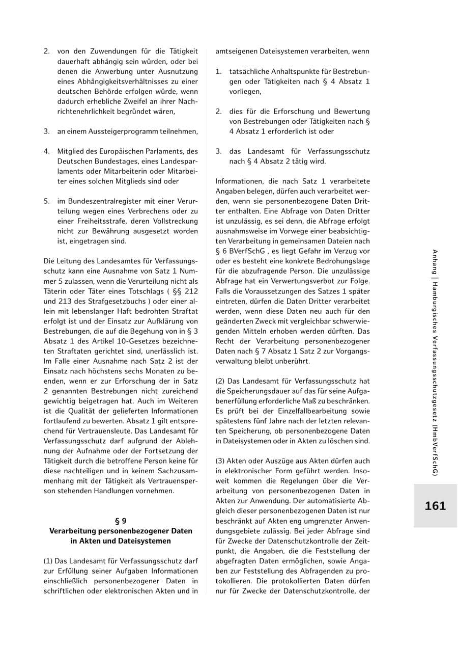 Seite 161 des Verfassungsschutzbericht 2022 Hamburg