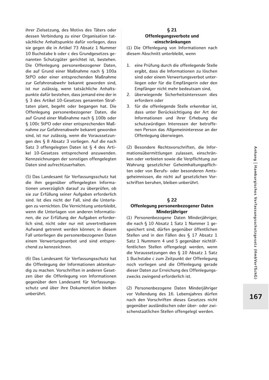 Seite 167 des Verfassungsschutzbericht 2022 Hamburg