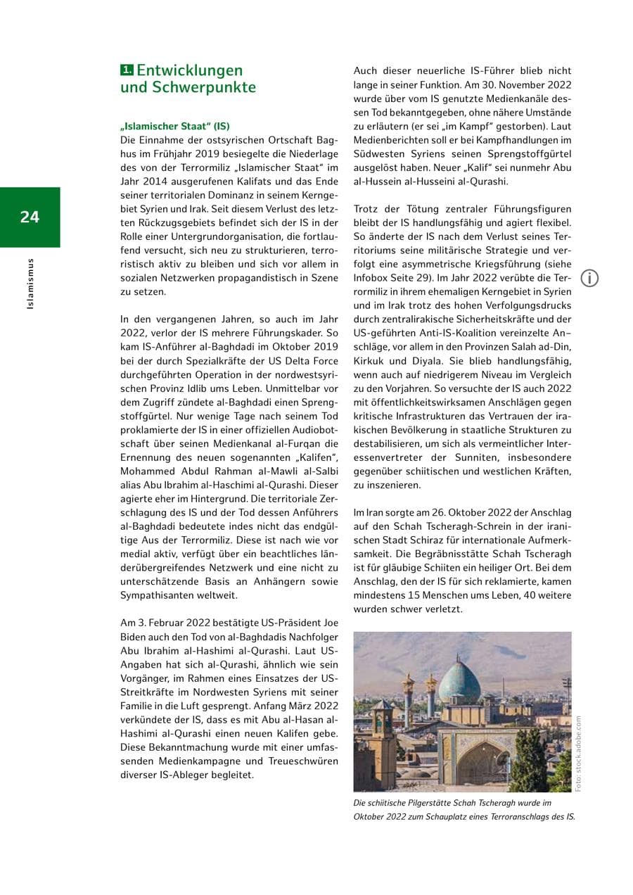 Seite 24 des Verfassungsschutzbericht 2022 Hamburg