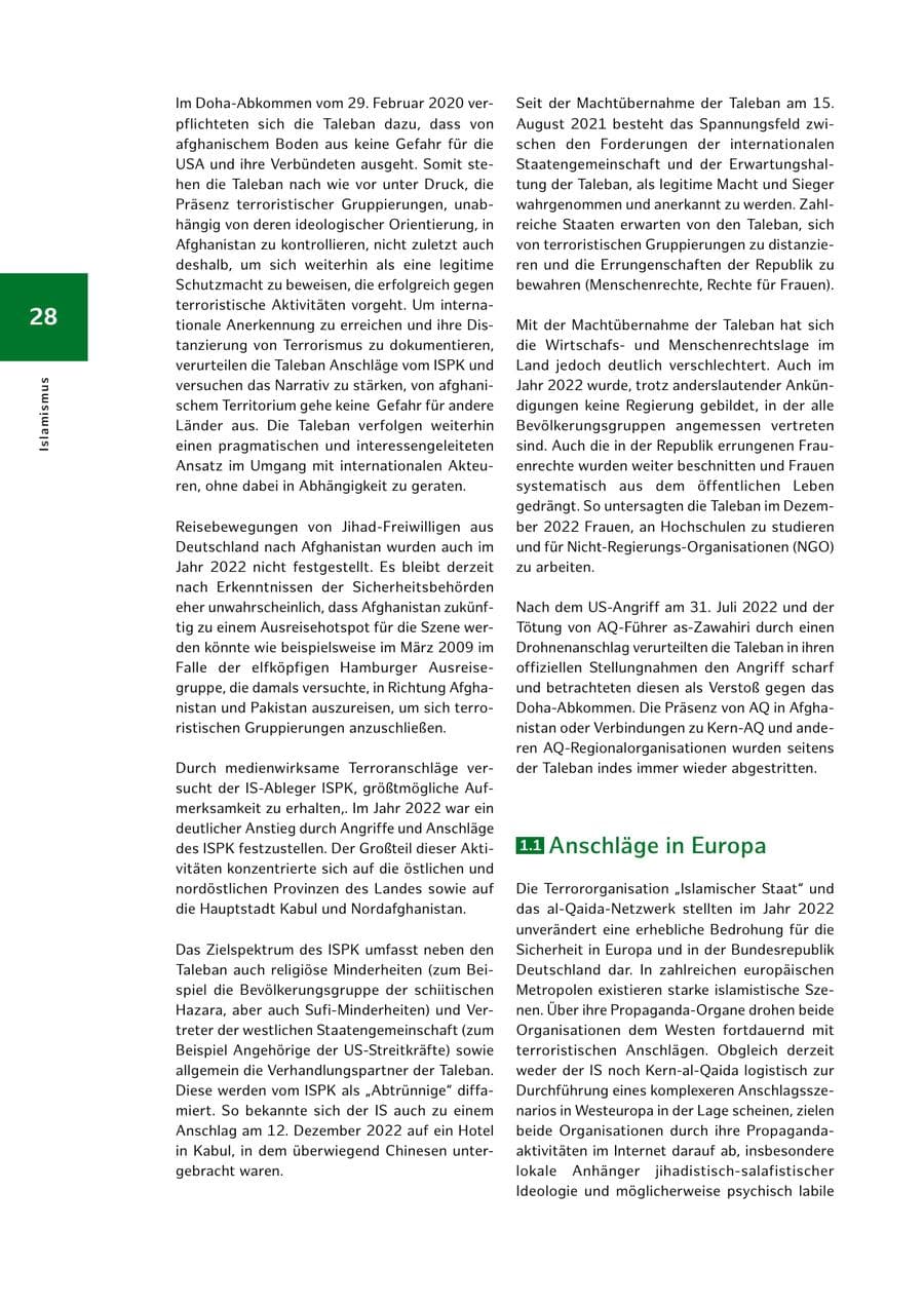 Seite 28 des Verfassungsschutzbericht 2022 Hamburg