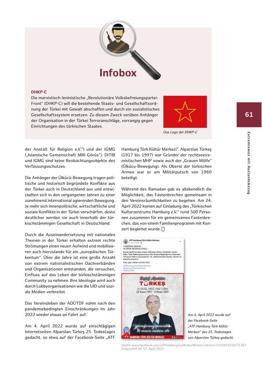 Seite 61 des Verfassungsschutzbericht 2022 Hamburg