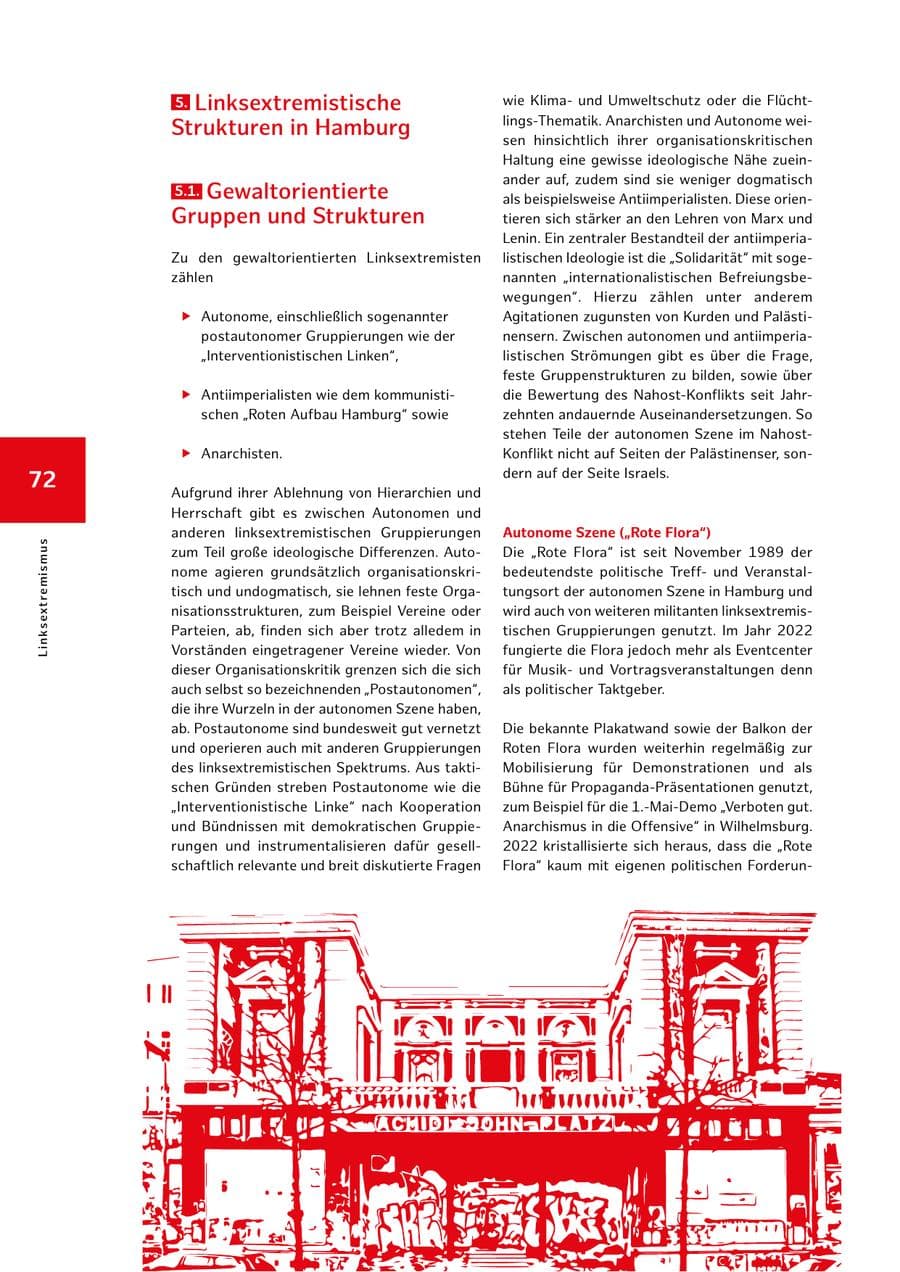 Seite 72 des Verfassungsschutzbericht 2022 Hamburg