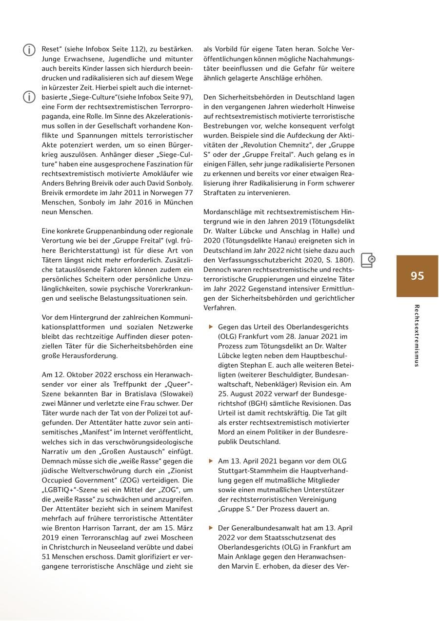 Seite 95 des Verfassungsschutzbericht 2022 Hamburg