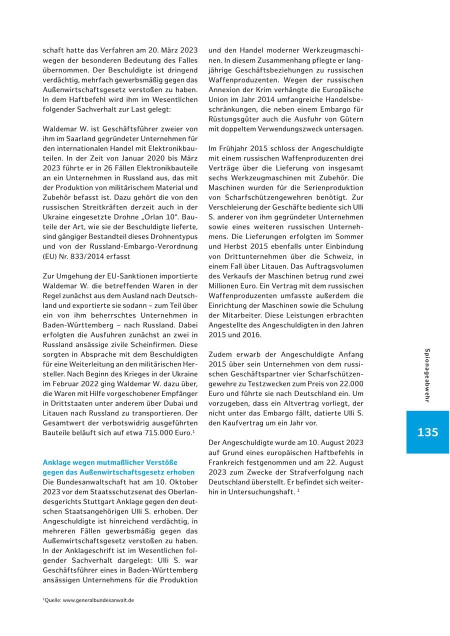 Seite 135 des Verfassungsschutzbericht 2023 Hamburg