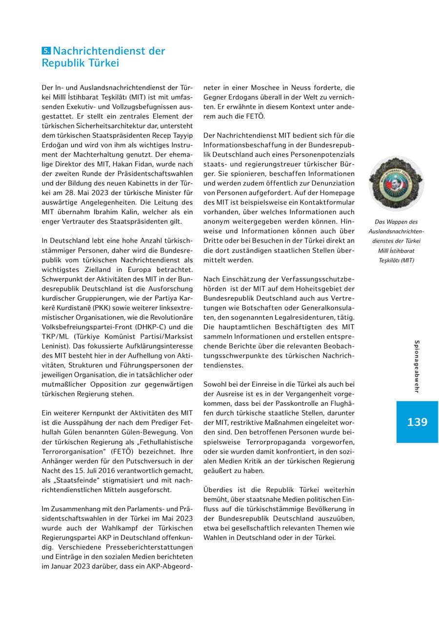 Seite 139 des Verfassungsschutzbericht 2023 Hamburg