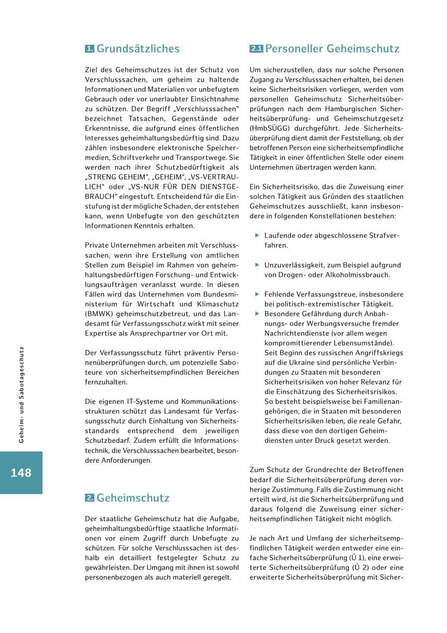 Seite 148 des Verfassungsschutzbericht 2023 Hamburg