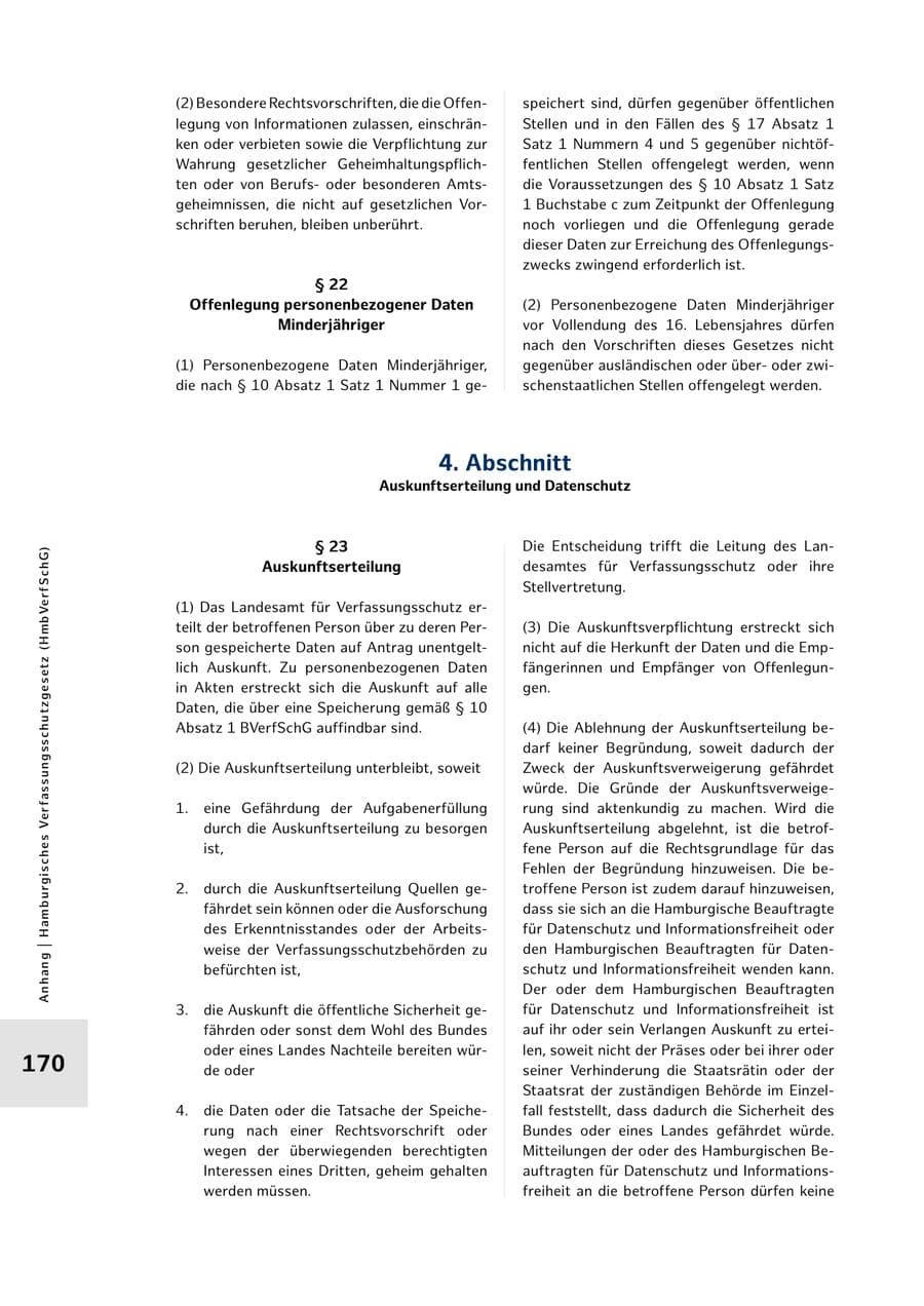 Seite 170 des Verfassungsschutzbericht 2023 Hamburg