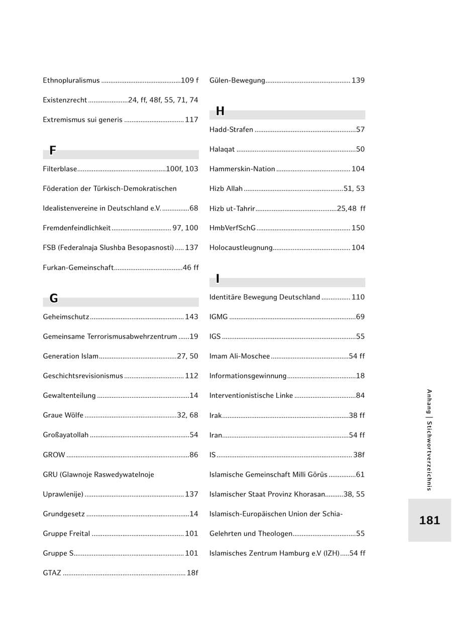 Seite 181 des Verfassungsschutzbericht 2023 Hamburg