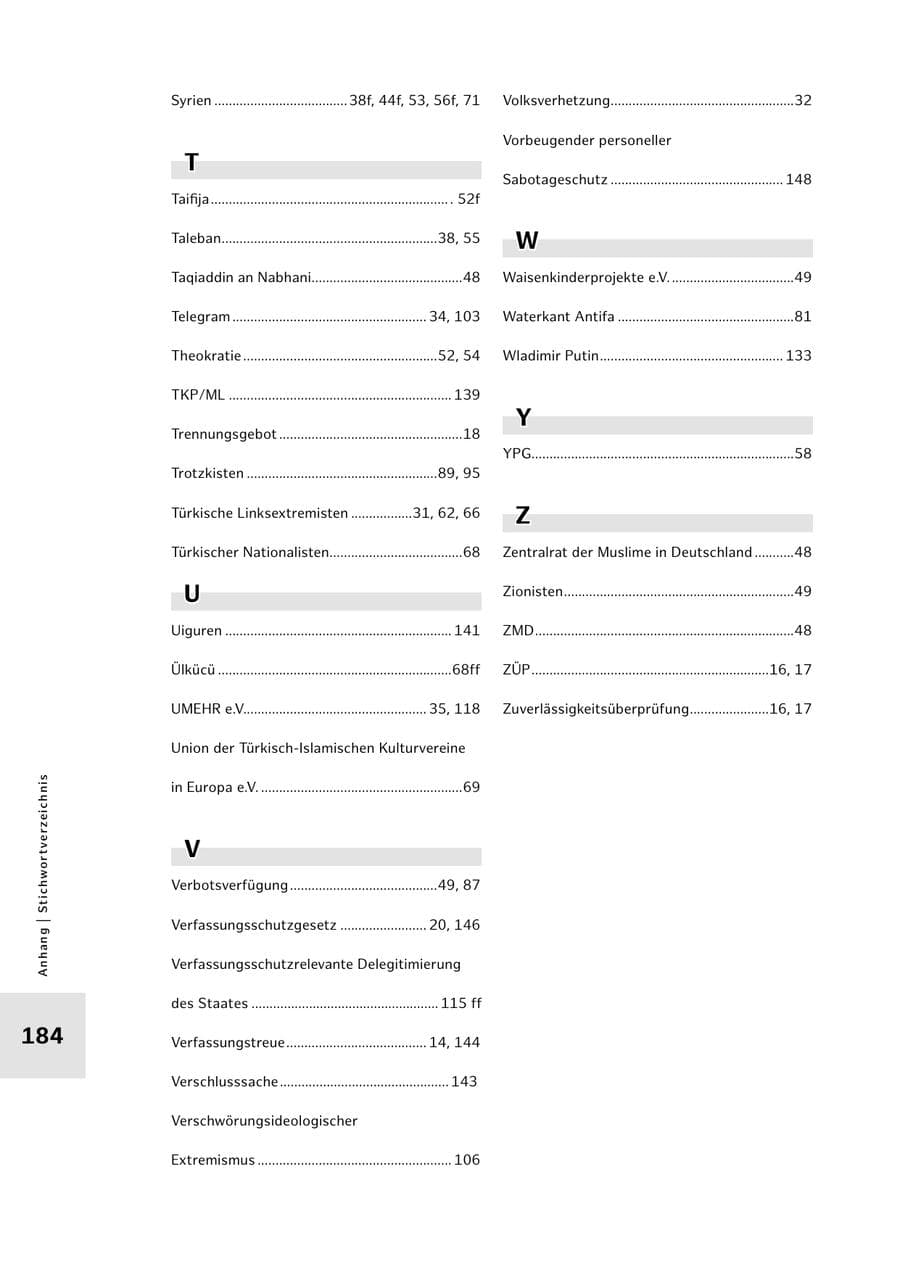 Seite 184 des Verfassungsschutzbericht 2023 Hamburg