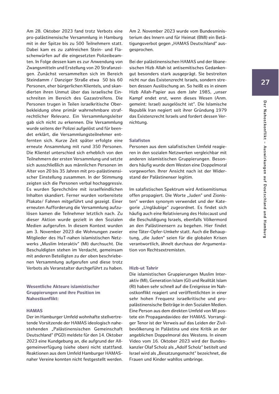 Seite 27 des Verfassungsschutzbericht 2023 Hamburg