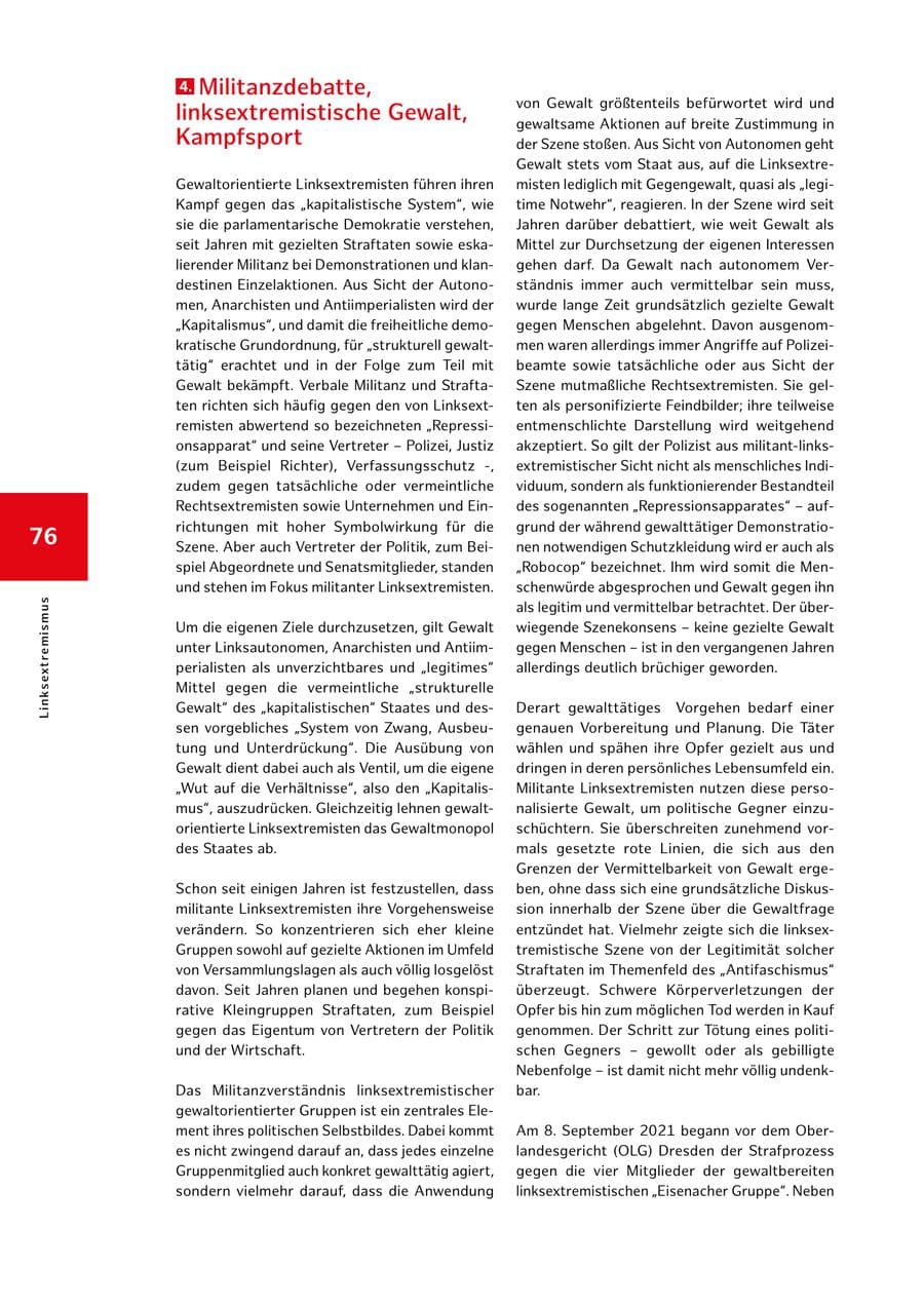 Seite 76 des Verfassungsschutzbericht 2023 Hamburg