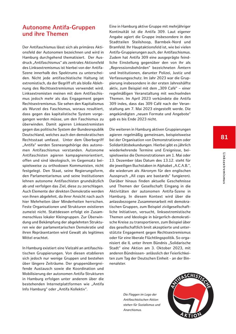 Seite 81 des Verfassungsschutzbericht 2023 Hamburg