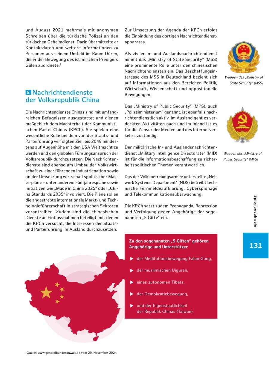 Seite 131 des Verfassungsschutzbericht 2024 Hamburg