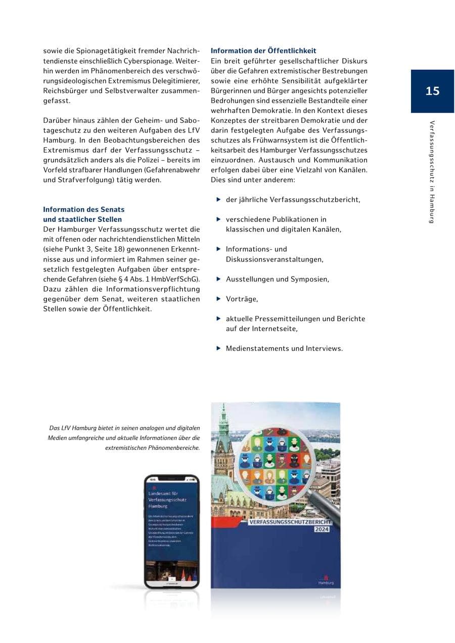 Seite 15 des Verfassungsschutzbericht 2024 Hamburg