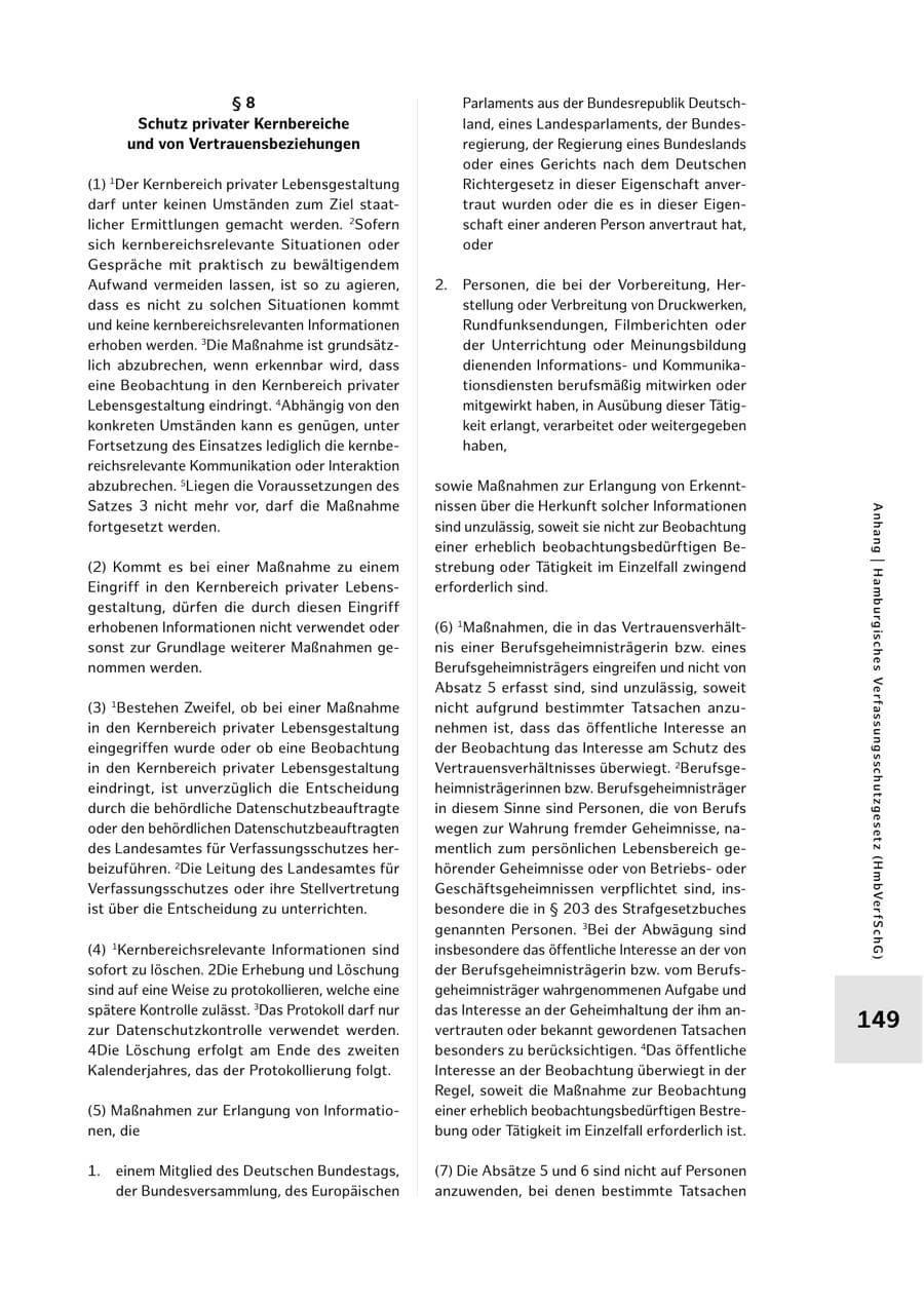 Seite 149 des Verfassungsschutzbericht 2024 Hamburg