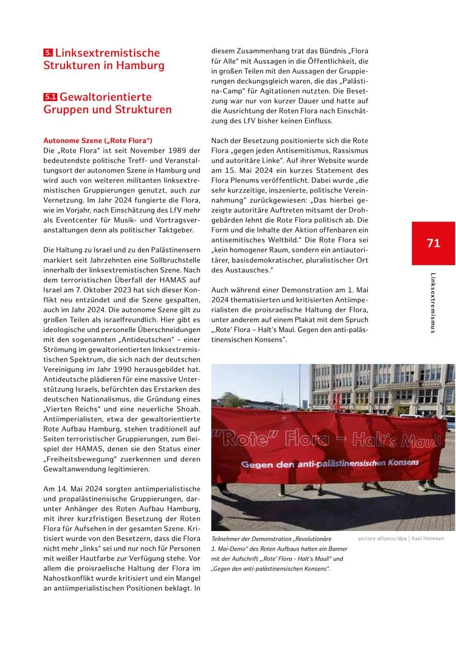 Seite 71 des Verfassungsschutzbericht 2024 Hamburg