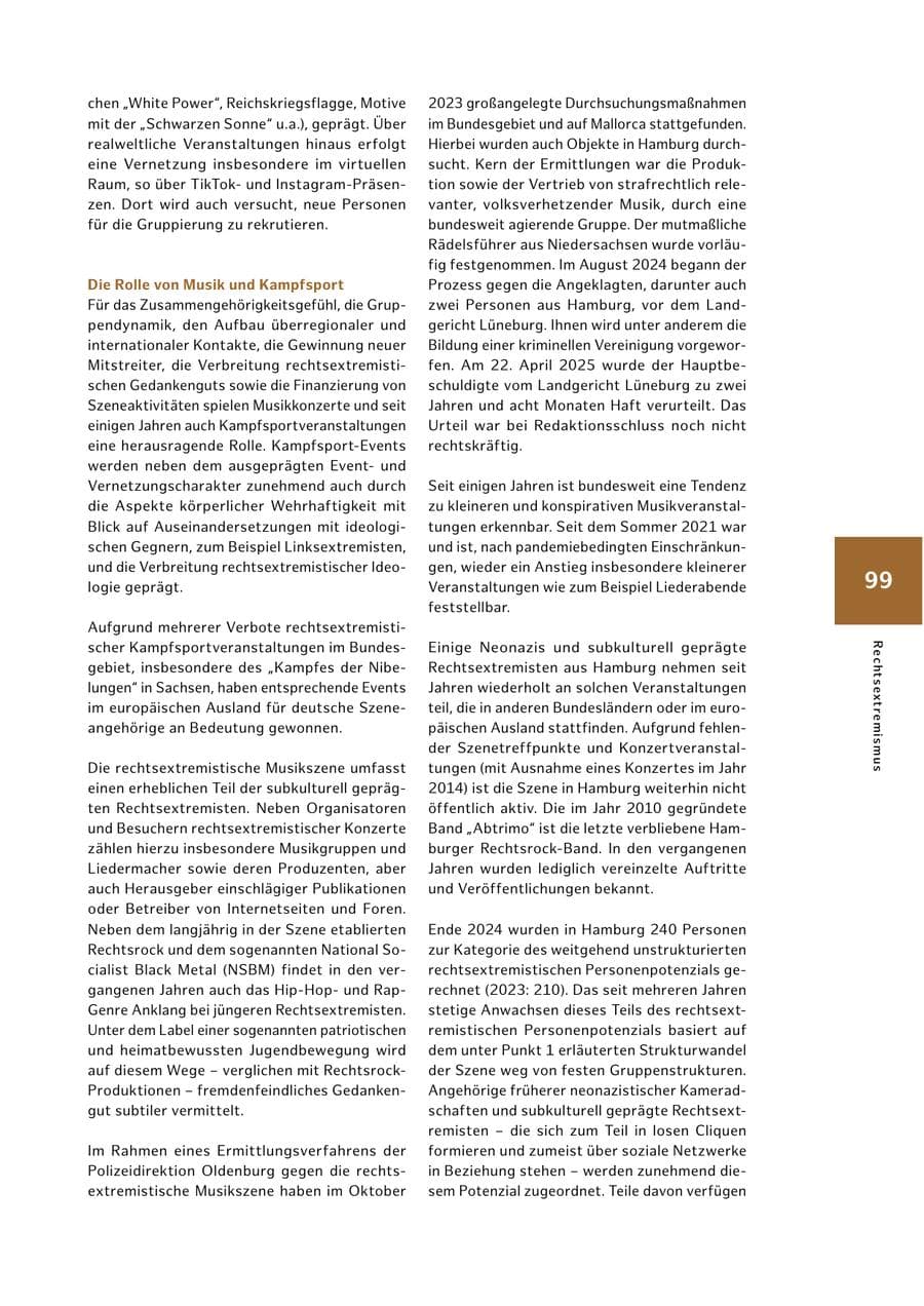 Seite 99 des Verfassungsschutzbericht 2024 Hamburg