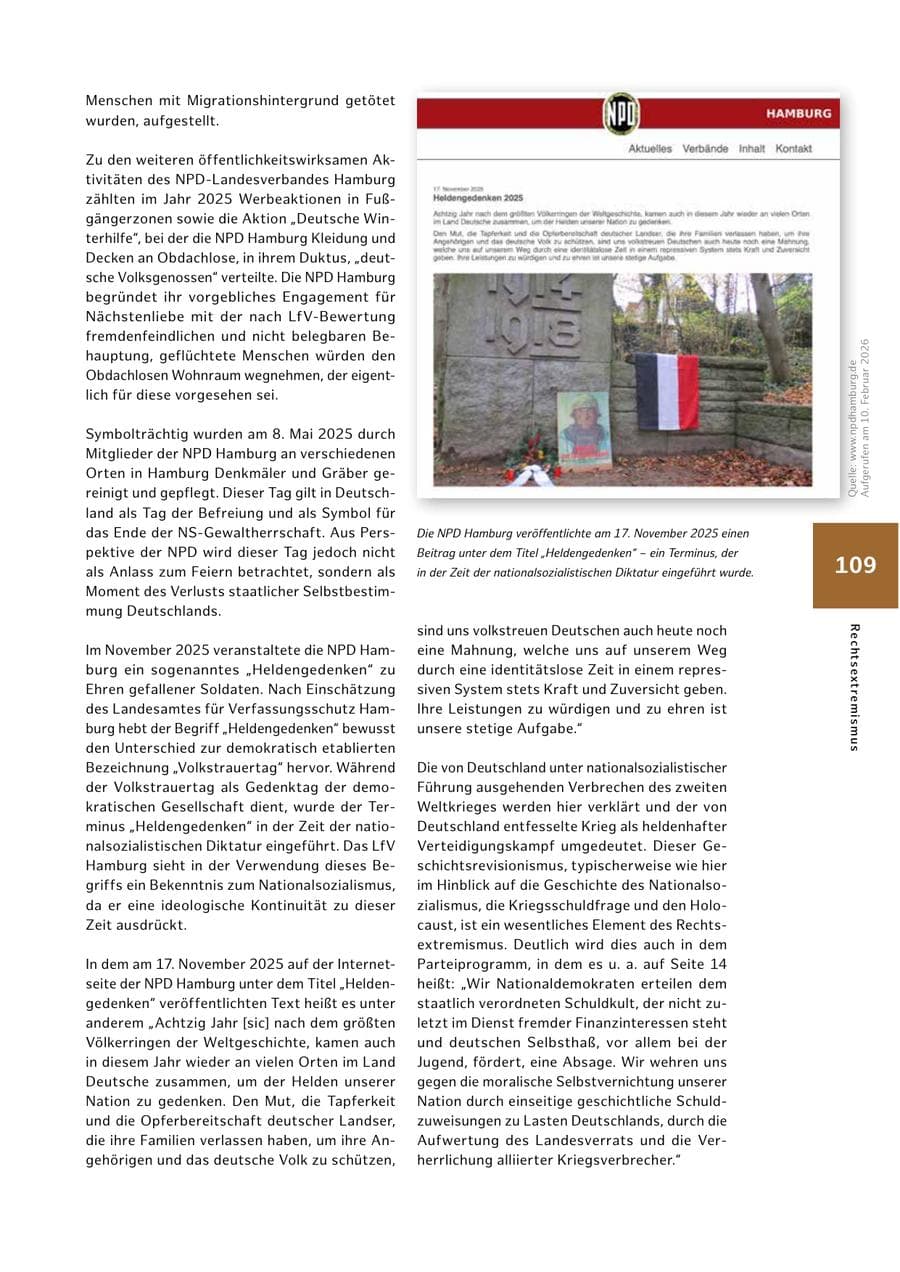 Seite 109 des Verfassungsschutzbericht 2025 Hamburg