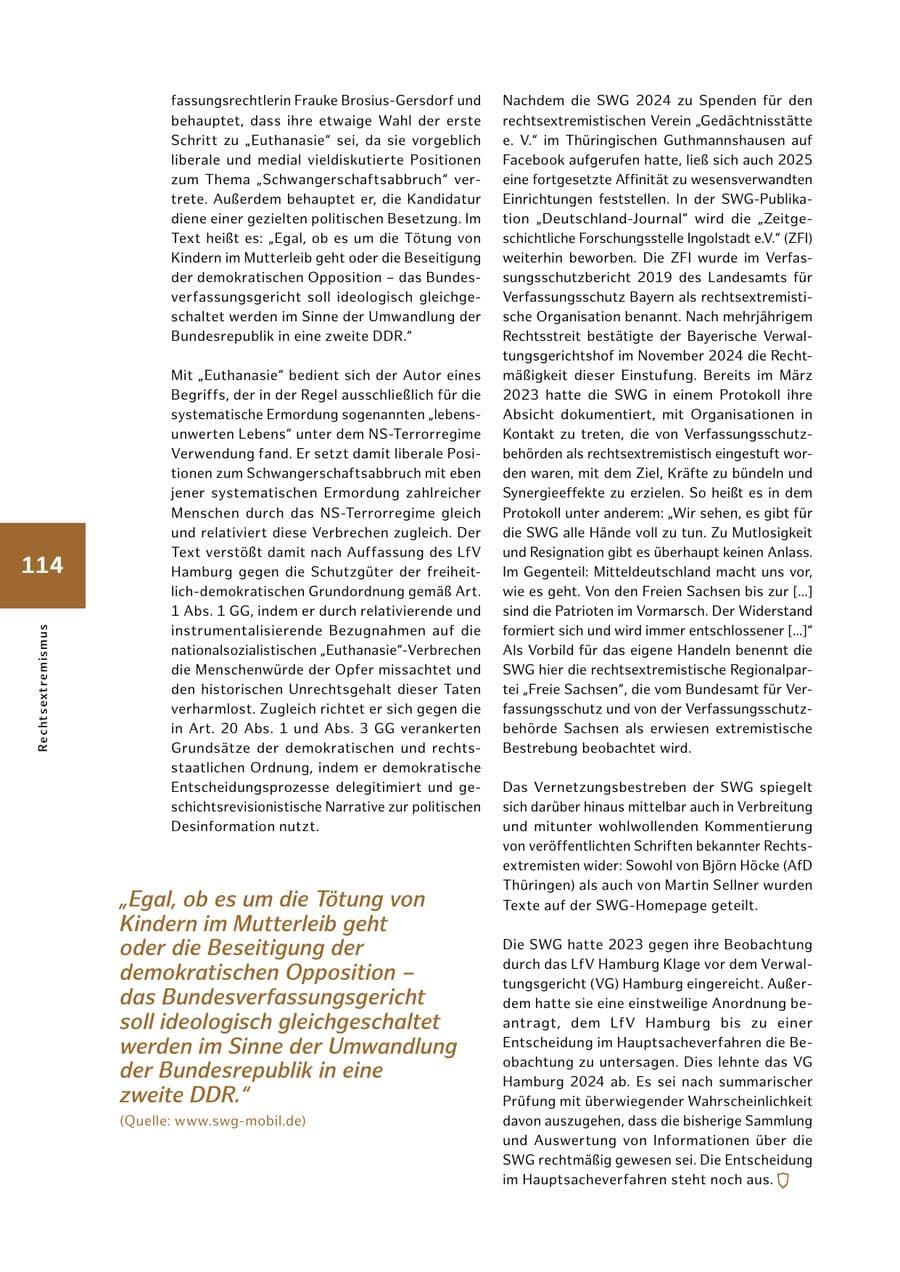 Seite 114 des Verfassungsschutzbericht 2025 Hamburg