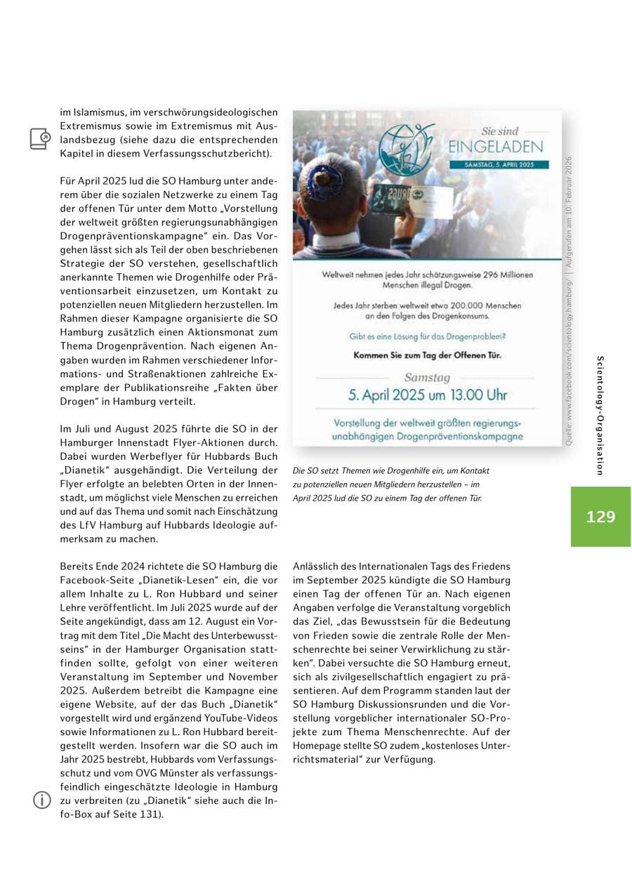Seite 129 des Verfassungsschutzbericht 2025 Hamburg