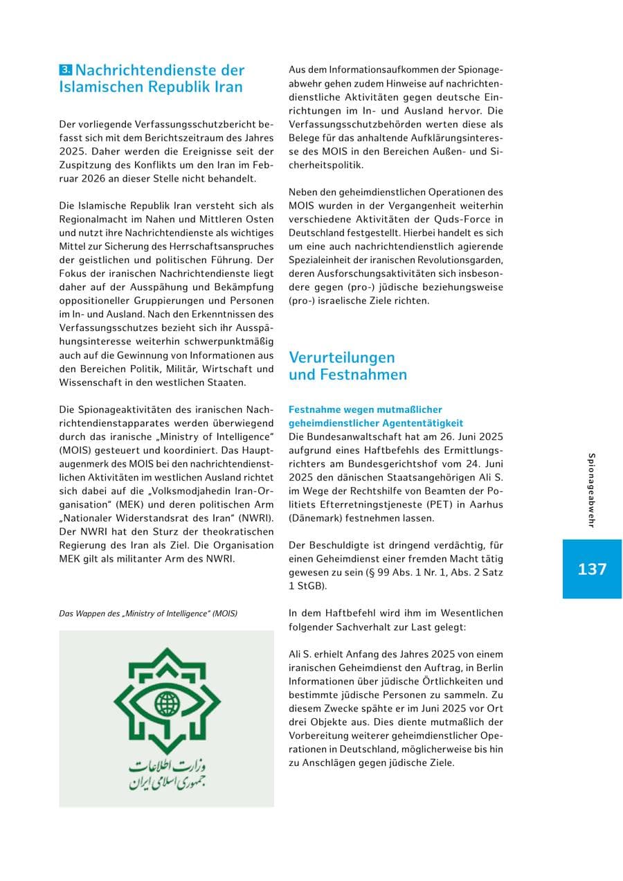 Seite 137 des Verfassungsschutzbericht 2025 Hamburg
