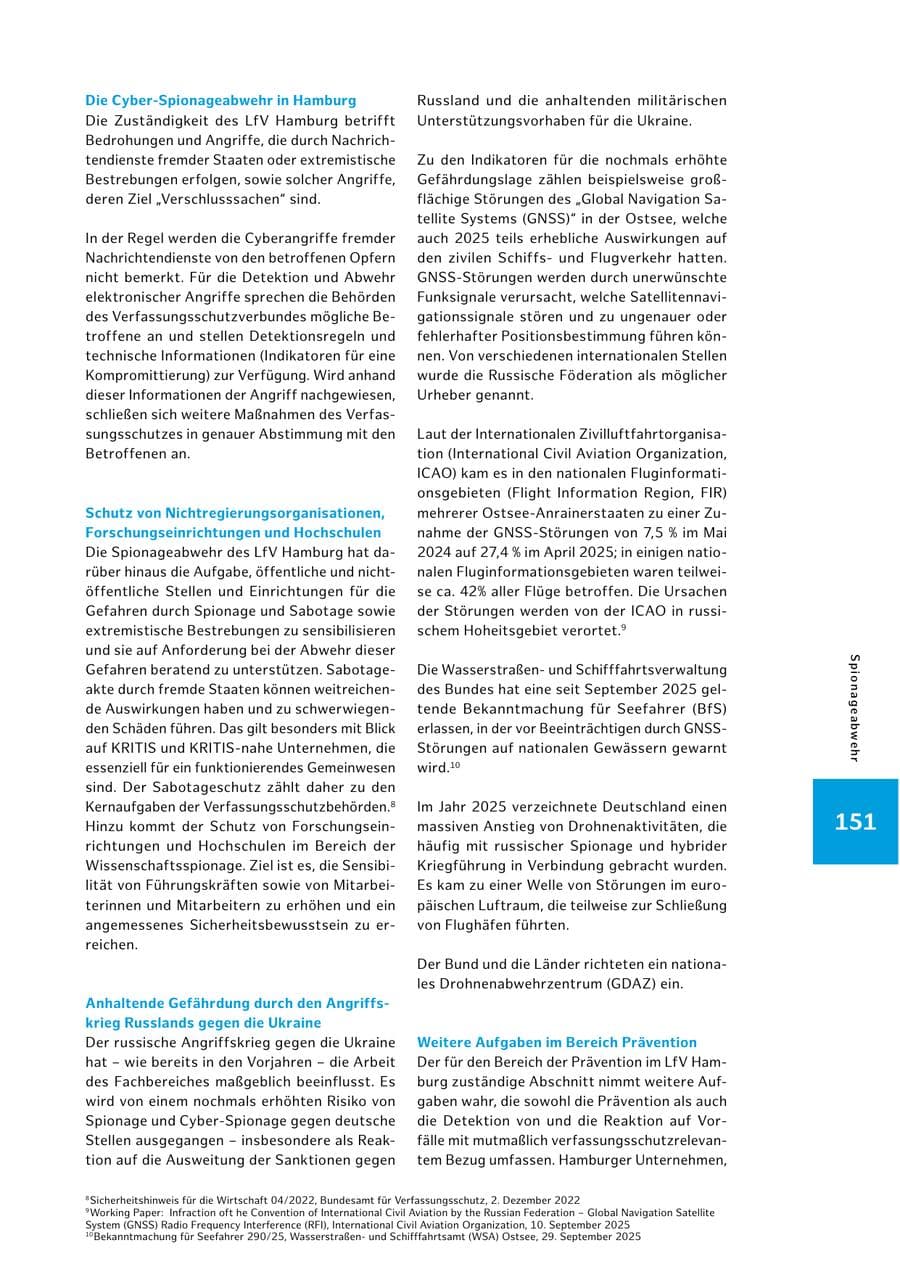 Seite 151 des Verfassungsschutzbericht 2025 Hamburg