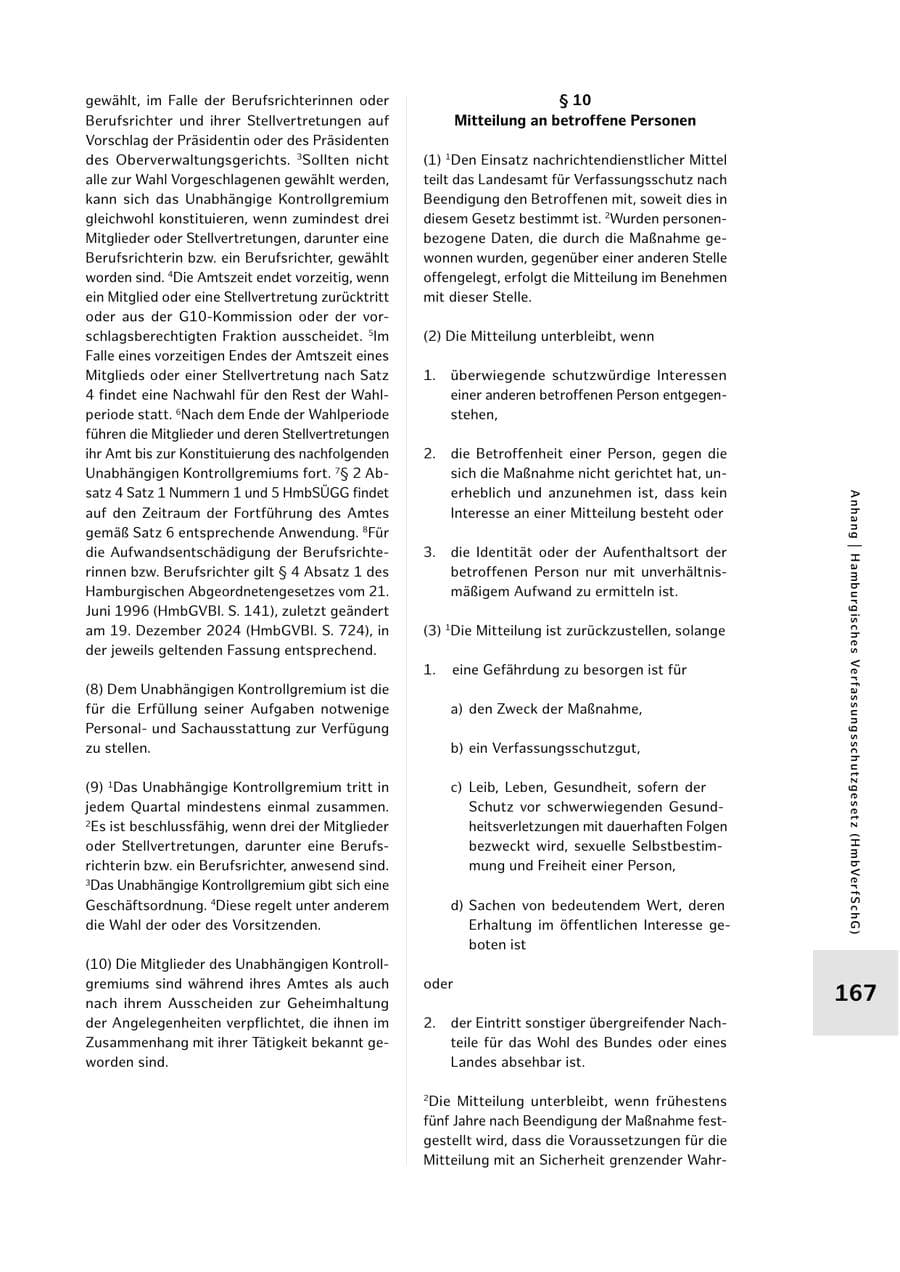 Seite 167 des Verfassungsschutzbericht 2025 Hamburg