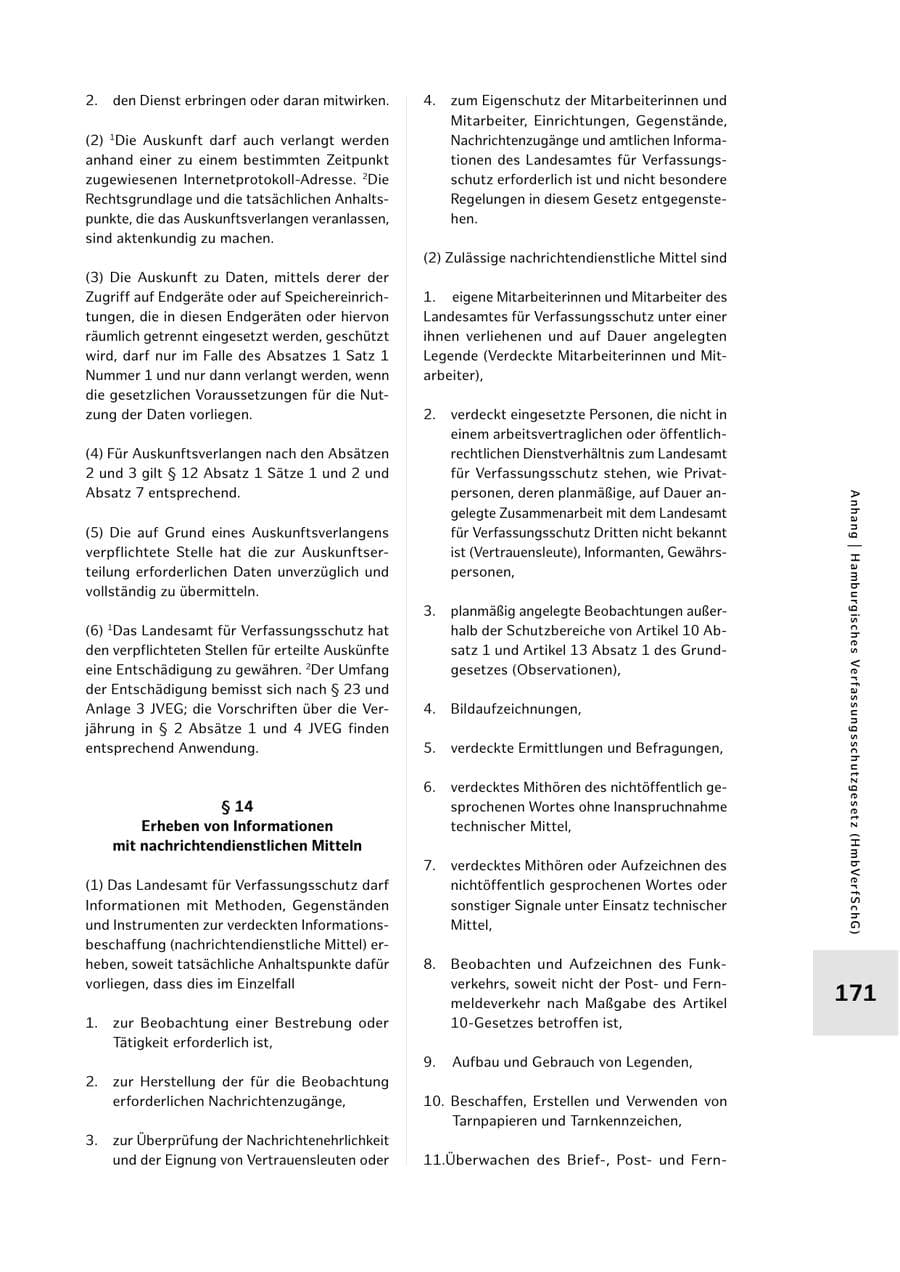 Seite 171 des Verfassungsschutzbericht 2025 Hamburg