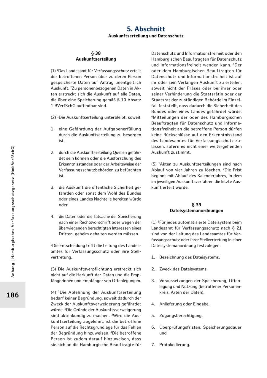Seite 186 des Verfassungsschutzbericht 2025 Hamburg