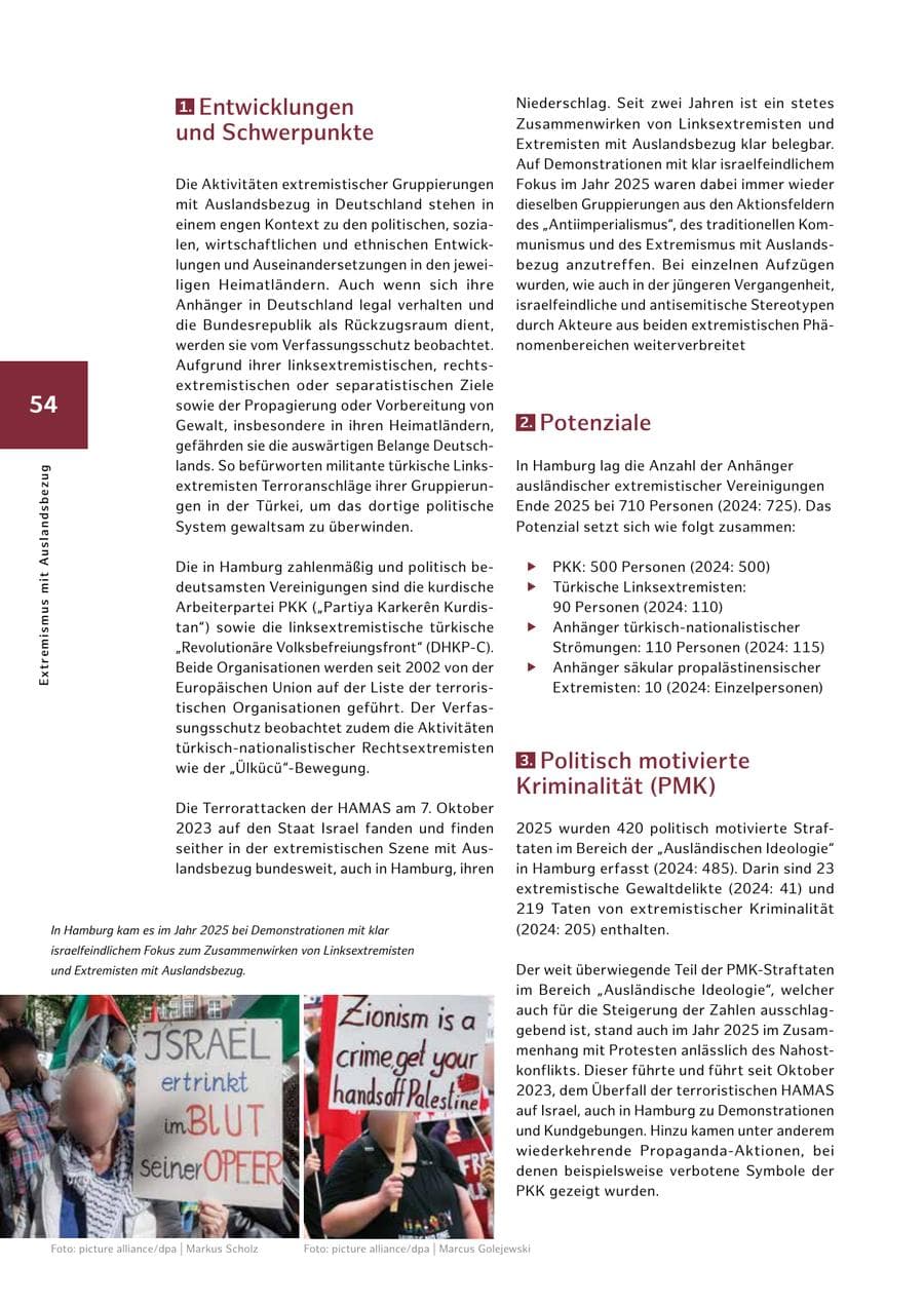 Seite 54 des Verfassungsschutzbericht 2025 Hamburg