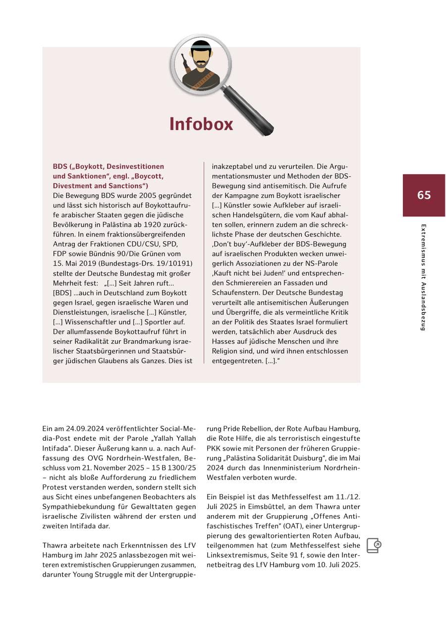 Seite 65 des Verfassungsschutzbericht 2025 Hamburg